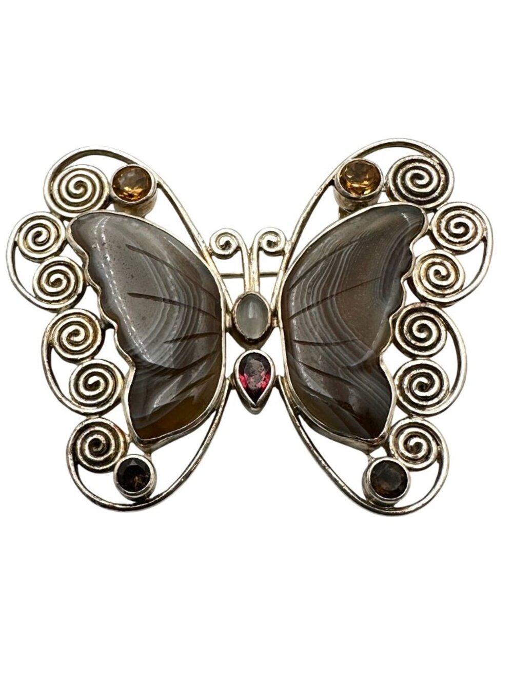 SAJEN Womens Necklace Citrine Agate Topaz Sterling Silver Butterfly Pendant